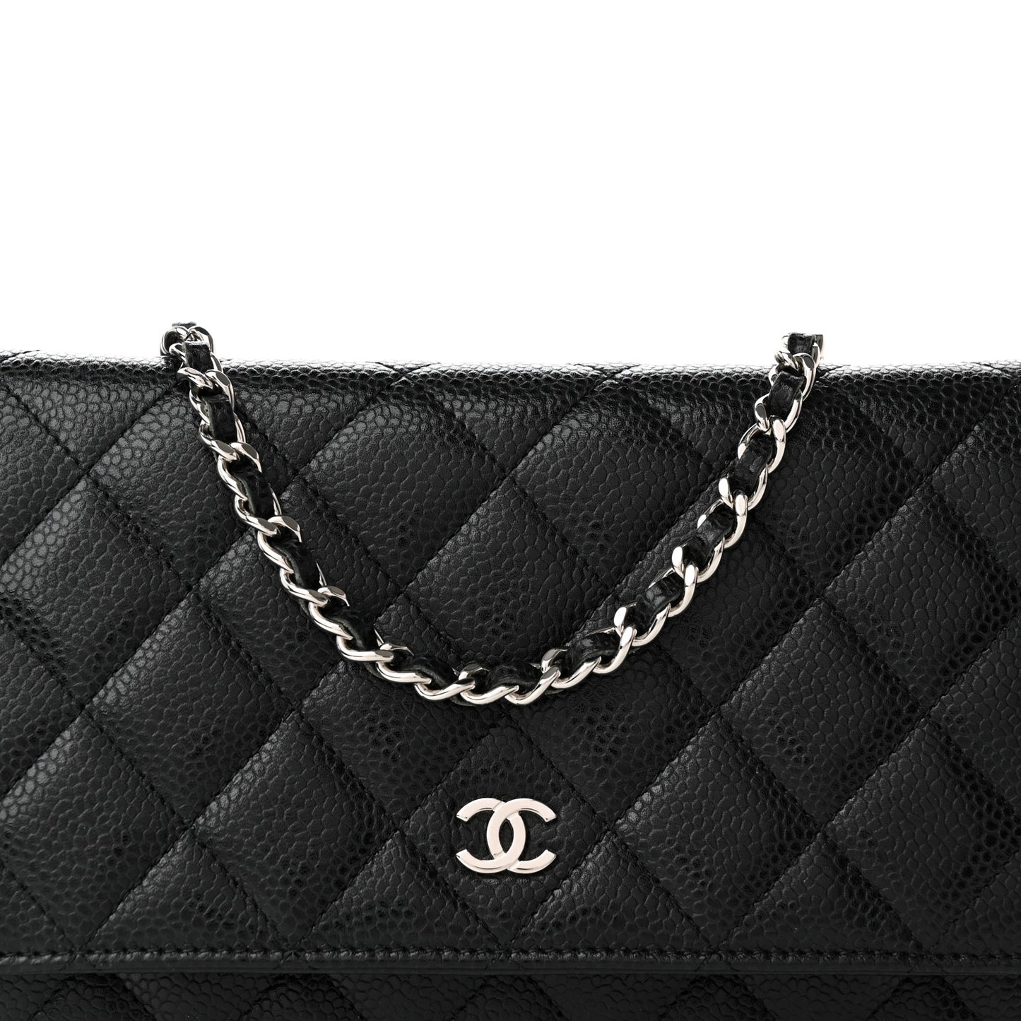 Caviar Quilted Wallet on Chain WOC Black