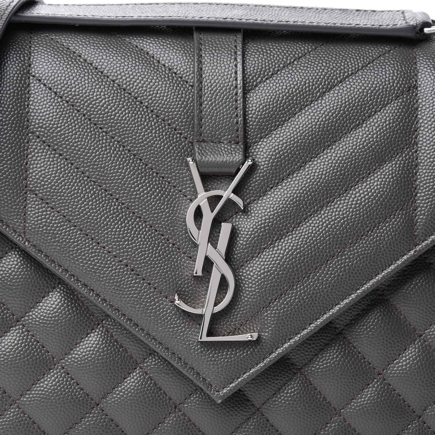 Saint Laurent Grain De Poudre Textured Mixed Matelasse Medium Triquilt Monogram Satchel Earth 12 of 12