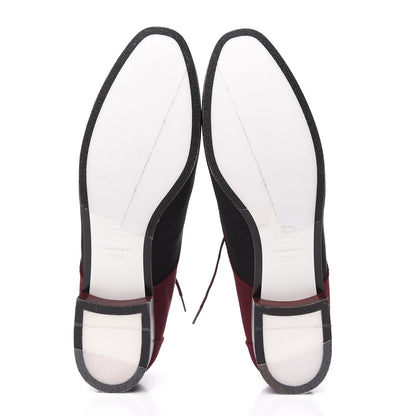 Chanel Fabric Lace Up CC Oxfords 39.5 Burgundy Black 6 of 8