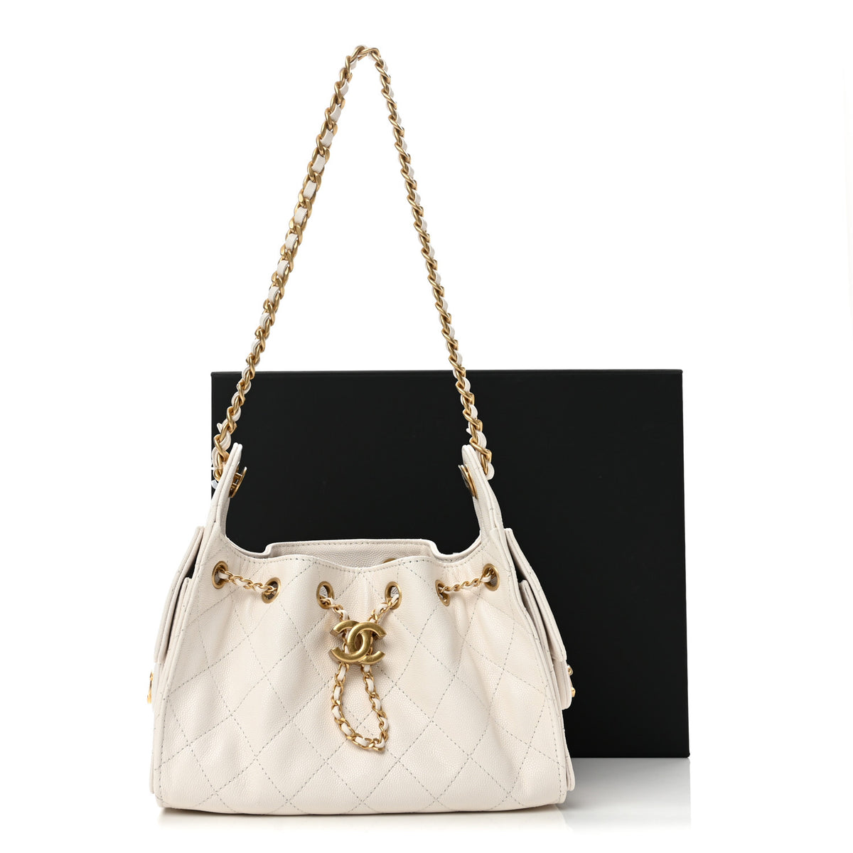 Caviar Quilted Mini Chanel 25 Handbag White