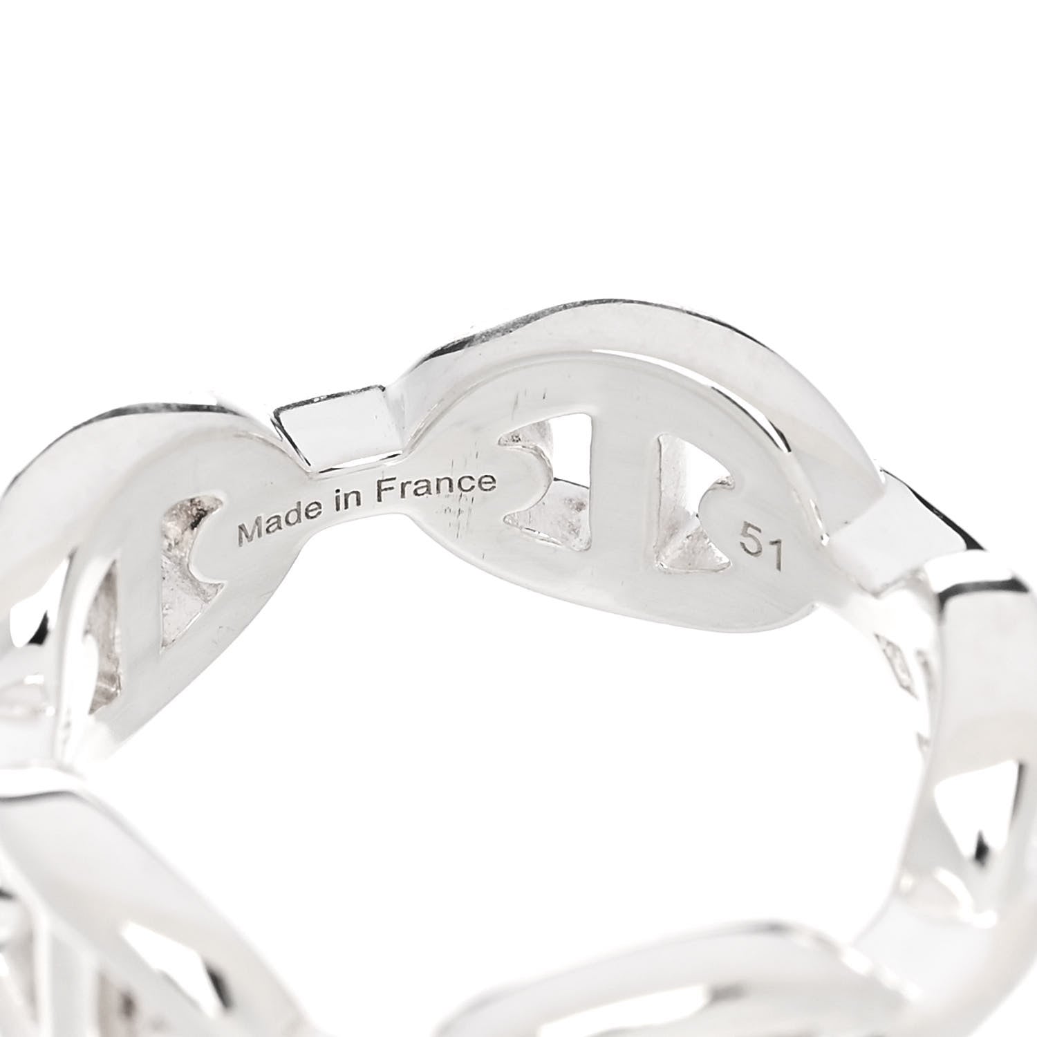 Hermes Sterling Silver PM Chaine d'Ancre Enchainee Band Ring 51 5.75 5 of 7