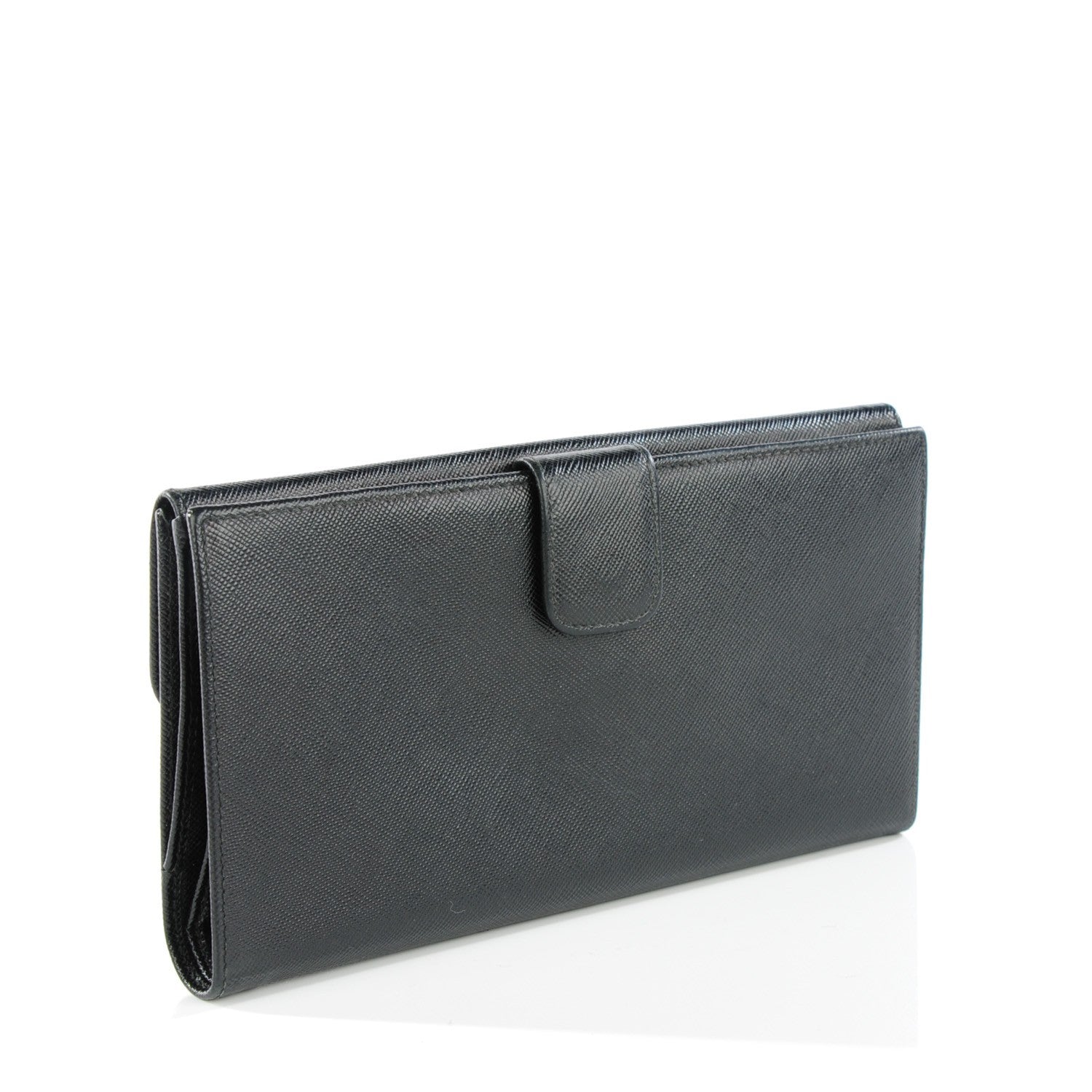 Prada Saffiano Metal Continental Flap Wallet Nero Black 3 of 7