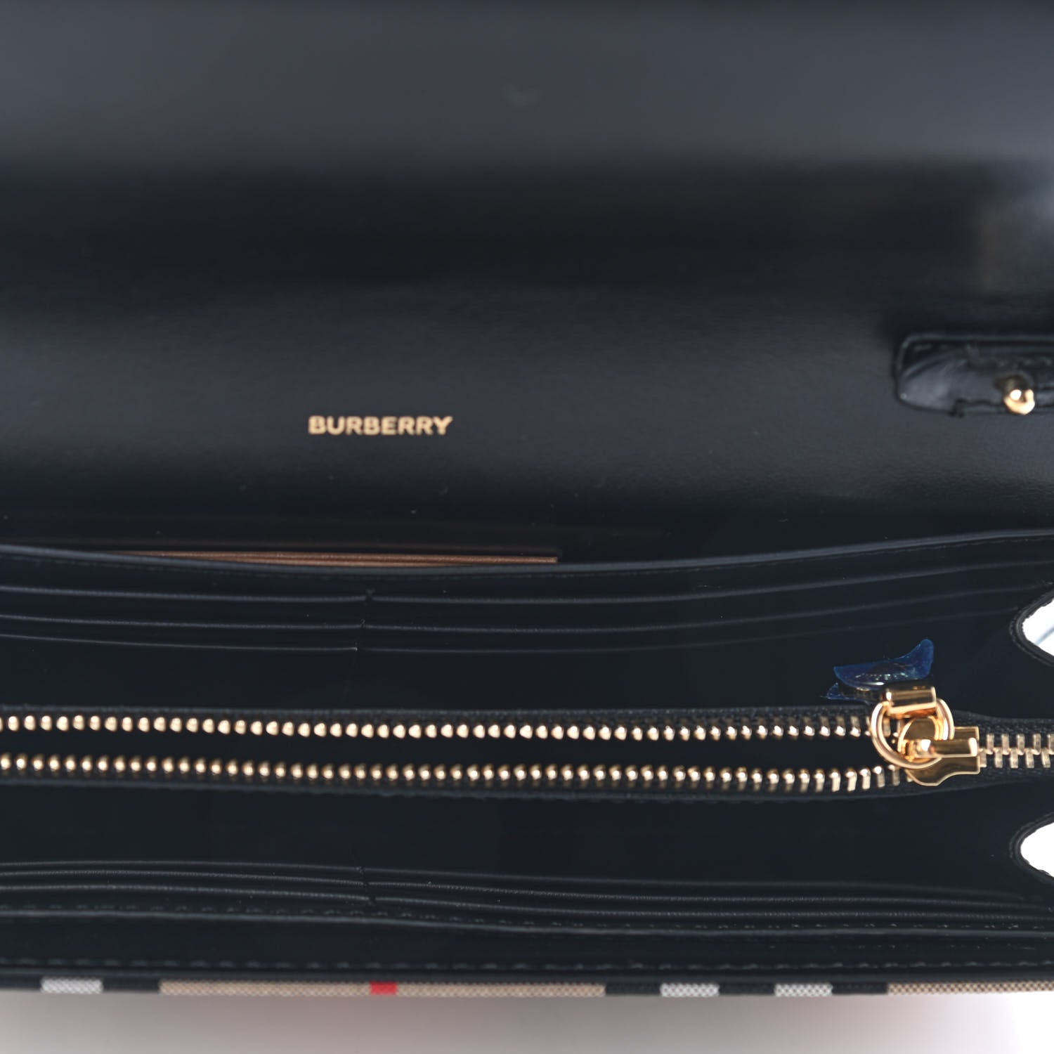 Burberry Grainy Calfskin Vintage Check Wallet With Detachable Strap Black 4 of 8