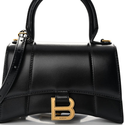 Balenciaga Shiny Box Calfskin Hourglass Top Handle Bag XS Black 7 of 9