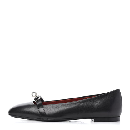 Hermes Goatskin Bilbao Ballerina Flats 36.5 Black 1 of 16