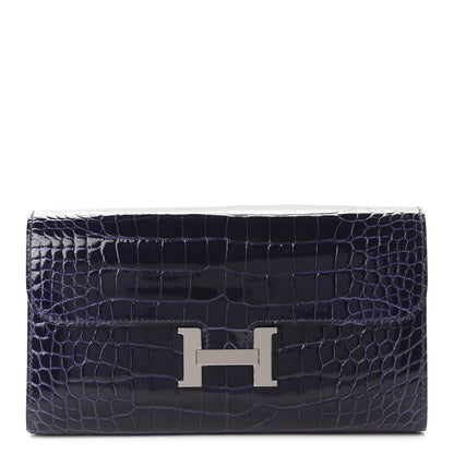 Hermes Shiny Alligator Constance Long Wallet Bleu Encre 1 of 7