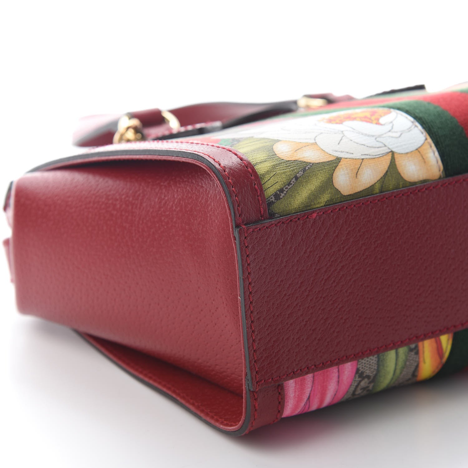 Gucci GG Supreme Monogram Flora Web Small Ophidia Tote Bag Red 7 of 8