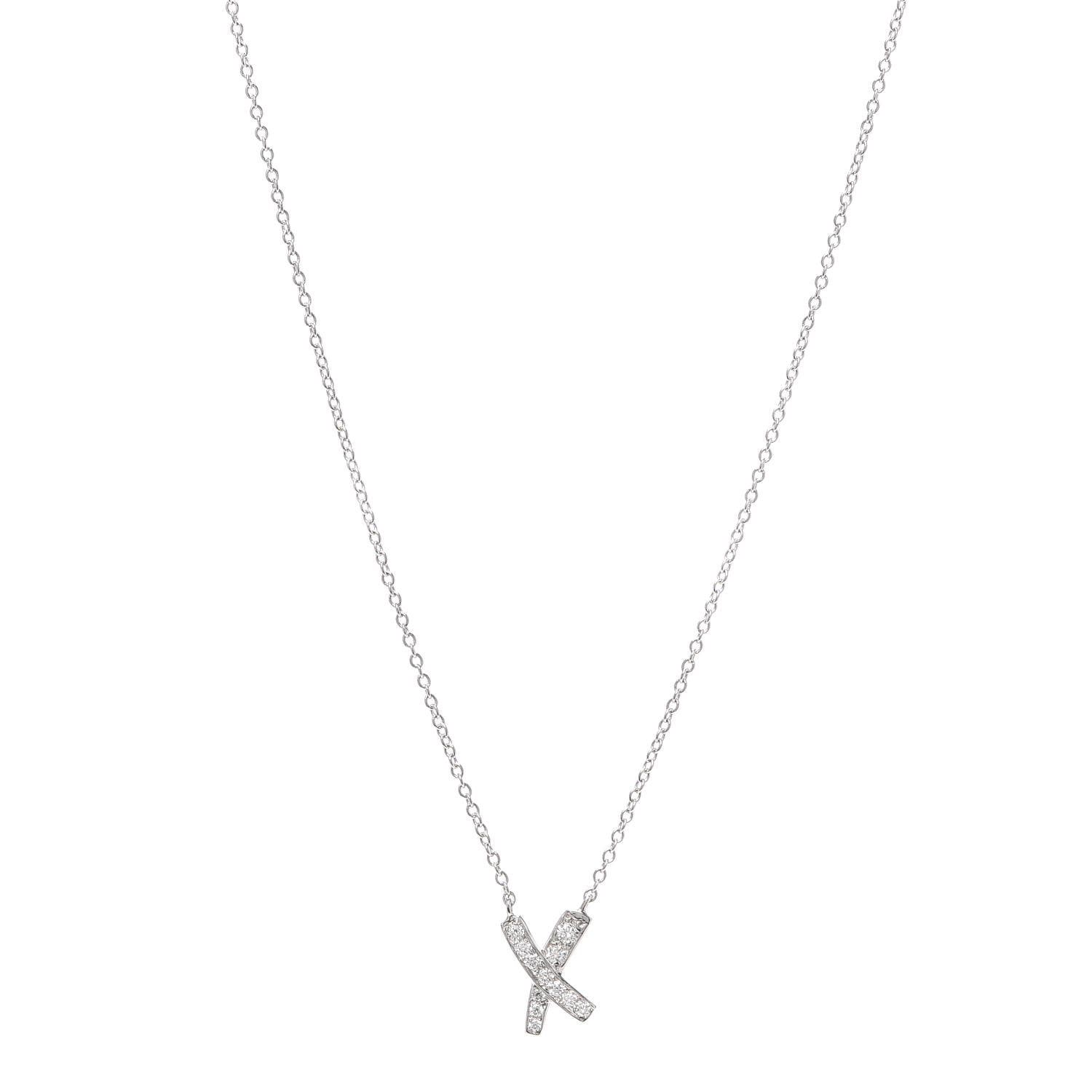 Tiffany Platinum Diamond Paloma Picasso Graffiti X Pendant Necklace 1 of 6