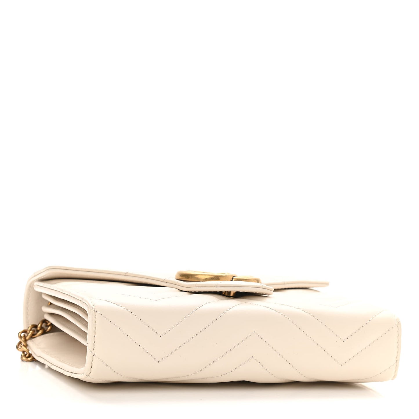 Calfskin Matelasse GG Marmont Chain Wallet Mystic White