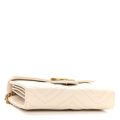 Gucci Calfskin Matelasse GG Marmont Chain Wallet Mystic White 4 of 13