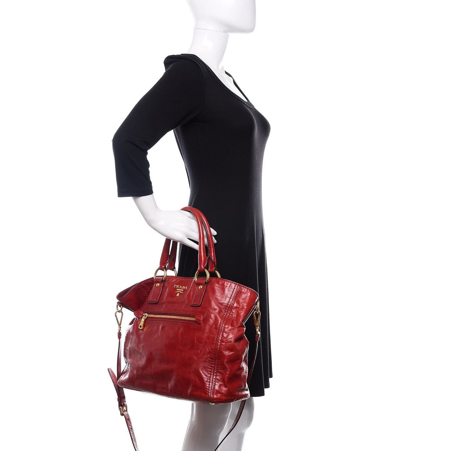 Vitello Shine Tote Rubino