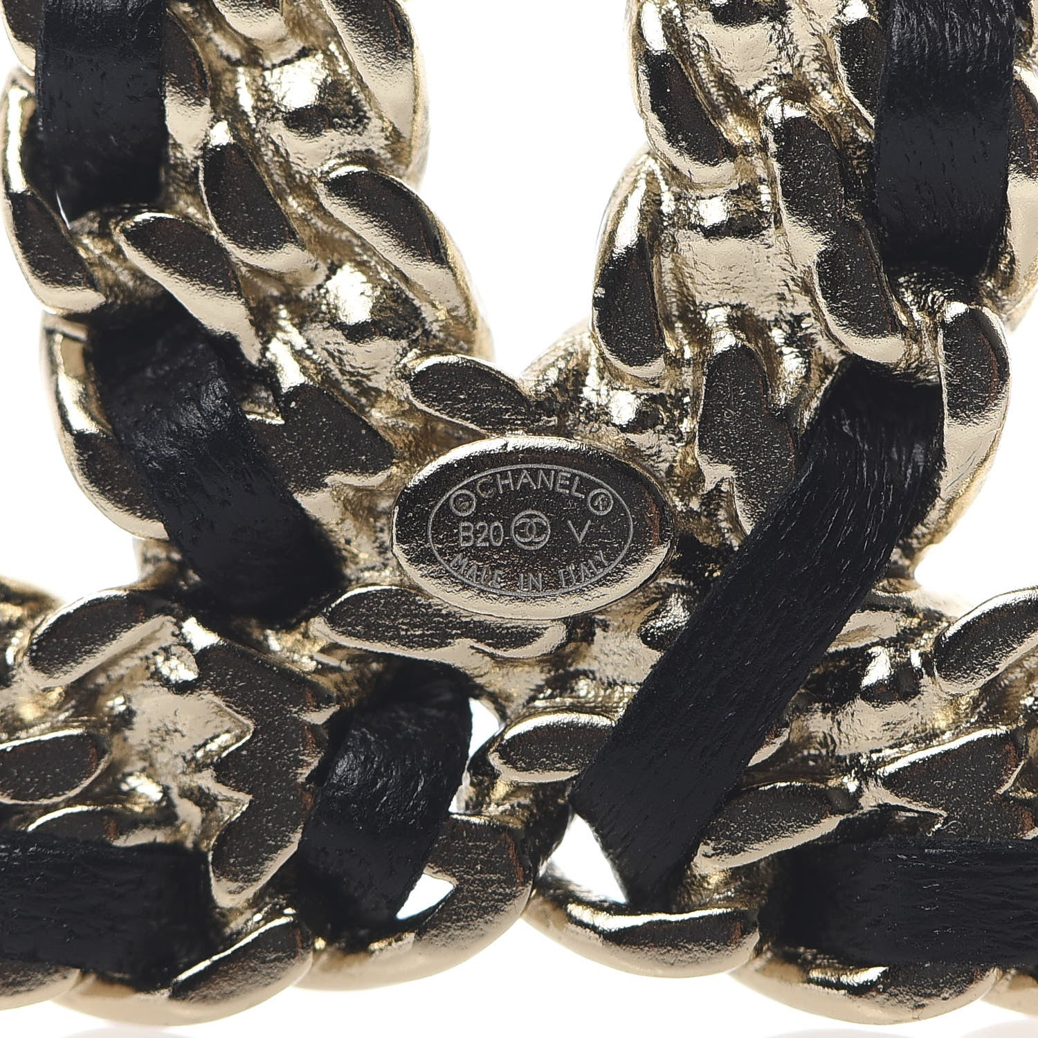 Chanel Lambskin Crystal Vintage Allure CC Chain Brooch Black Gold 3 of 4