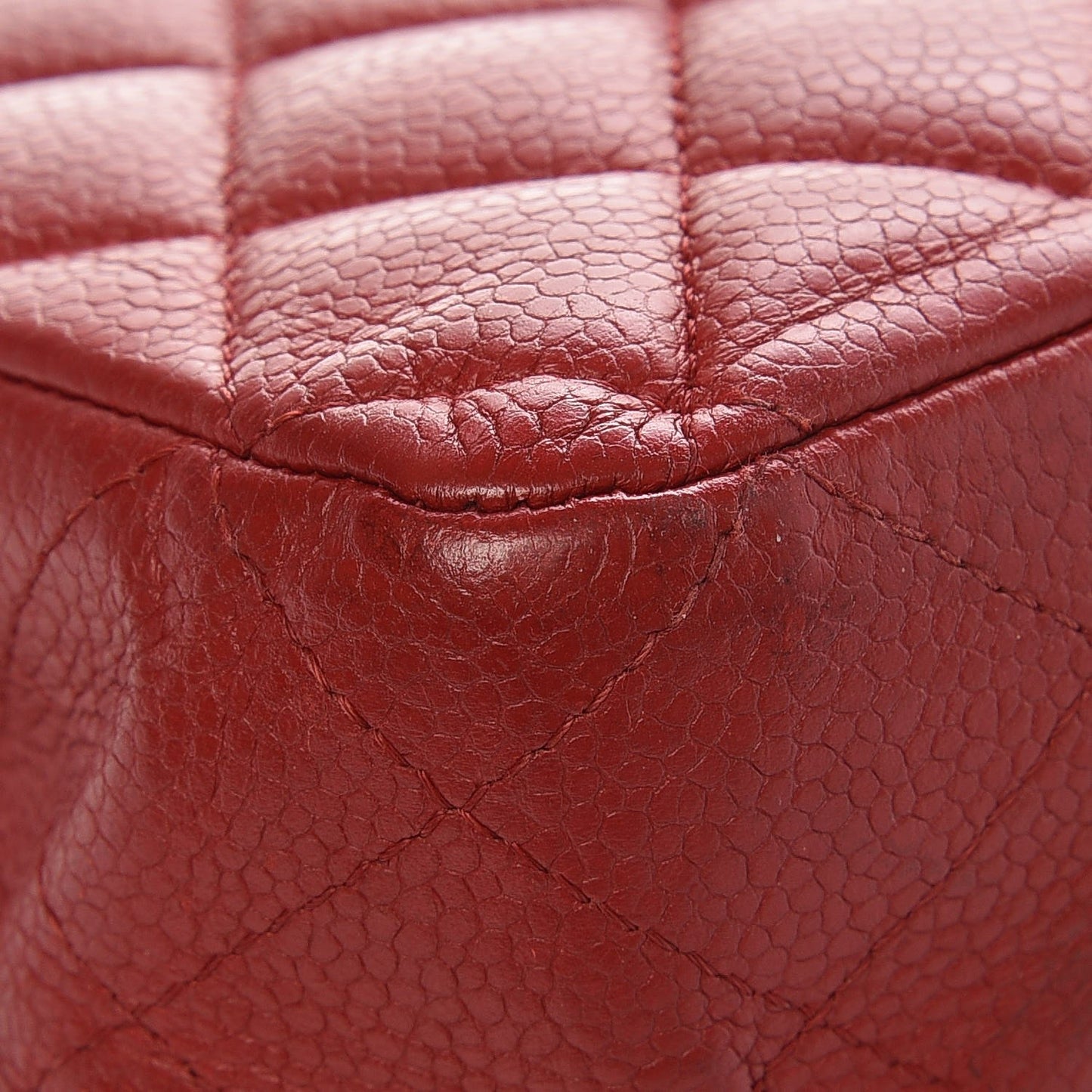 Caviar Quilted Medium Double Flap Red