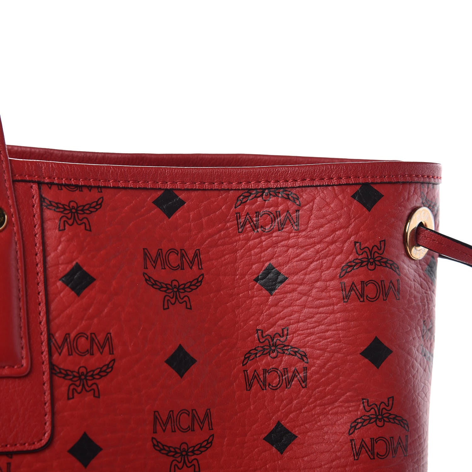 MCM Visetos Large Liz Reversible Shopper Tote Ruby Red 11 of 12