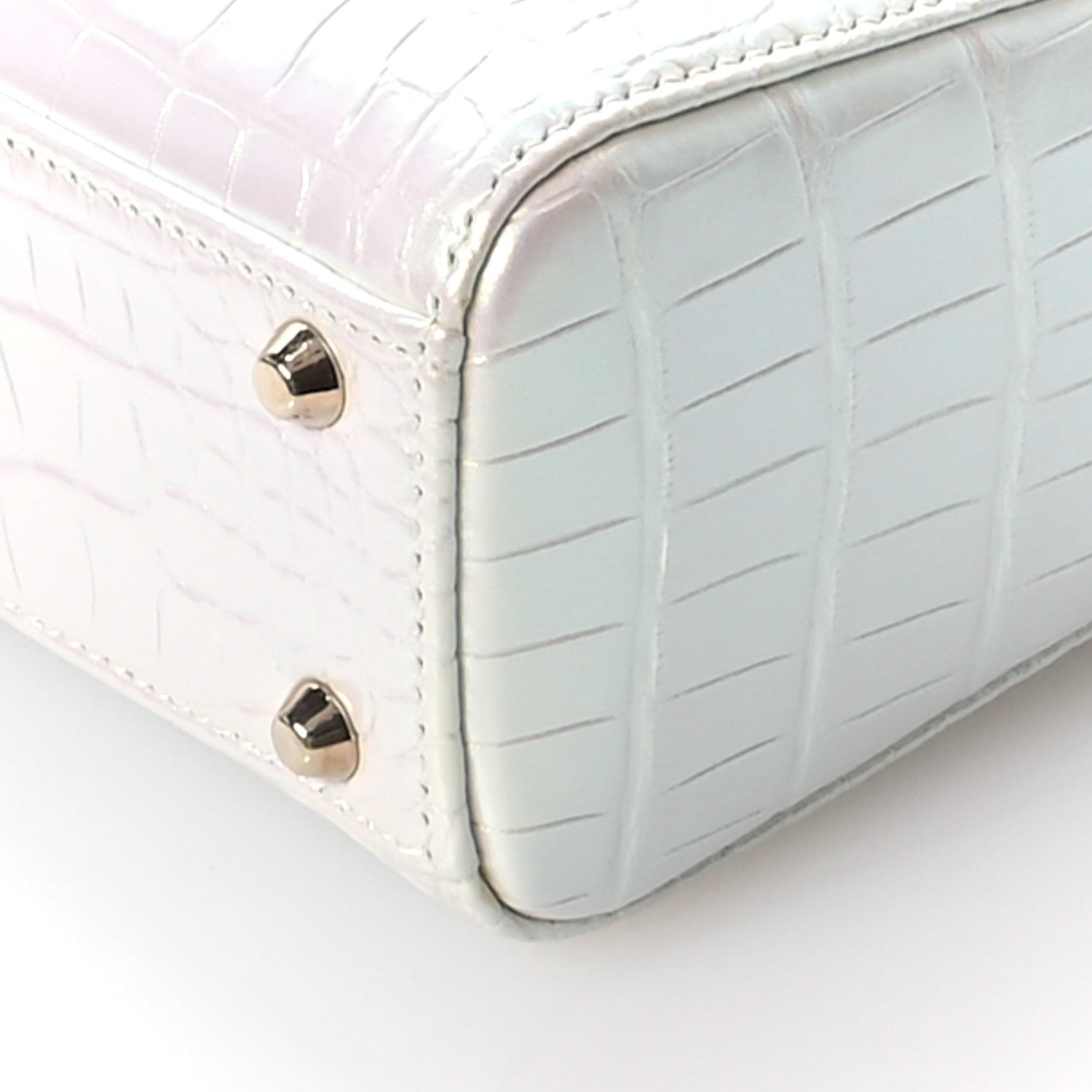 Christian Dior Metallic Alligator Mini Lady Dior White 10 of 11