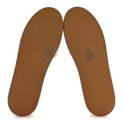 Christian Dior Raffia Dioriviera Embroidered Dway Platform Slide Sandals 38.5 White 6 of 8