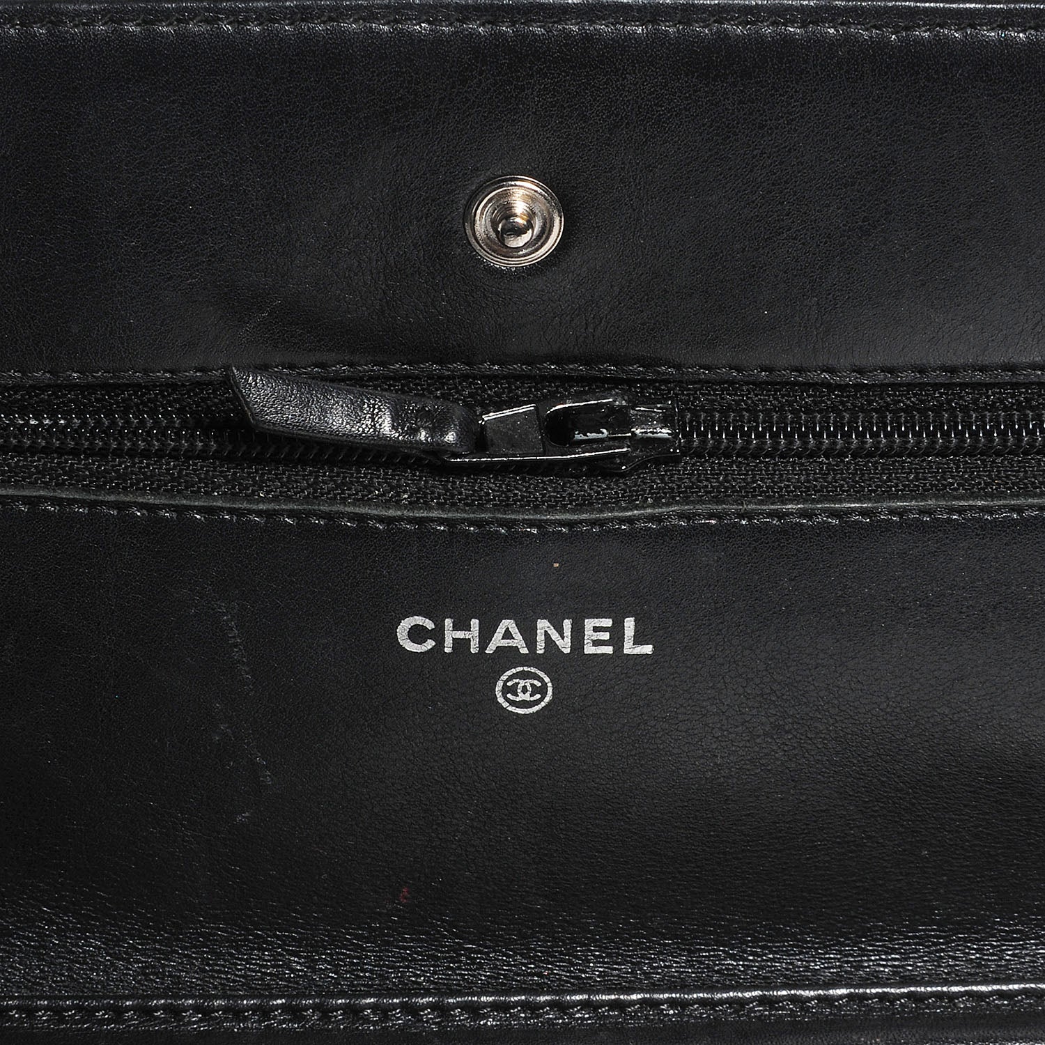 Chanel Striated Patent Wallet On Chain WOC Black 5 of 10