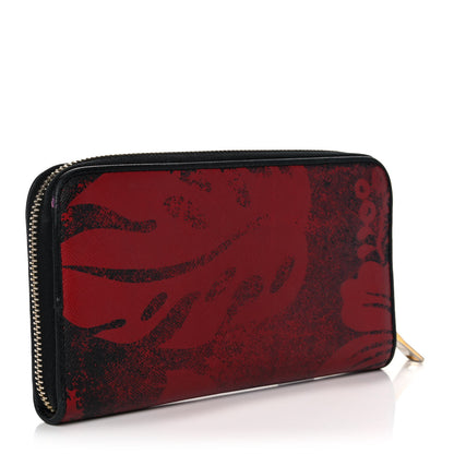 Prada Saffiano Hibiscus Print Zip Around Wallet Rosso 3 of 12