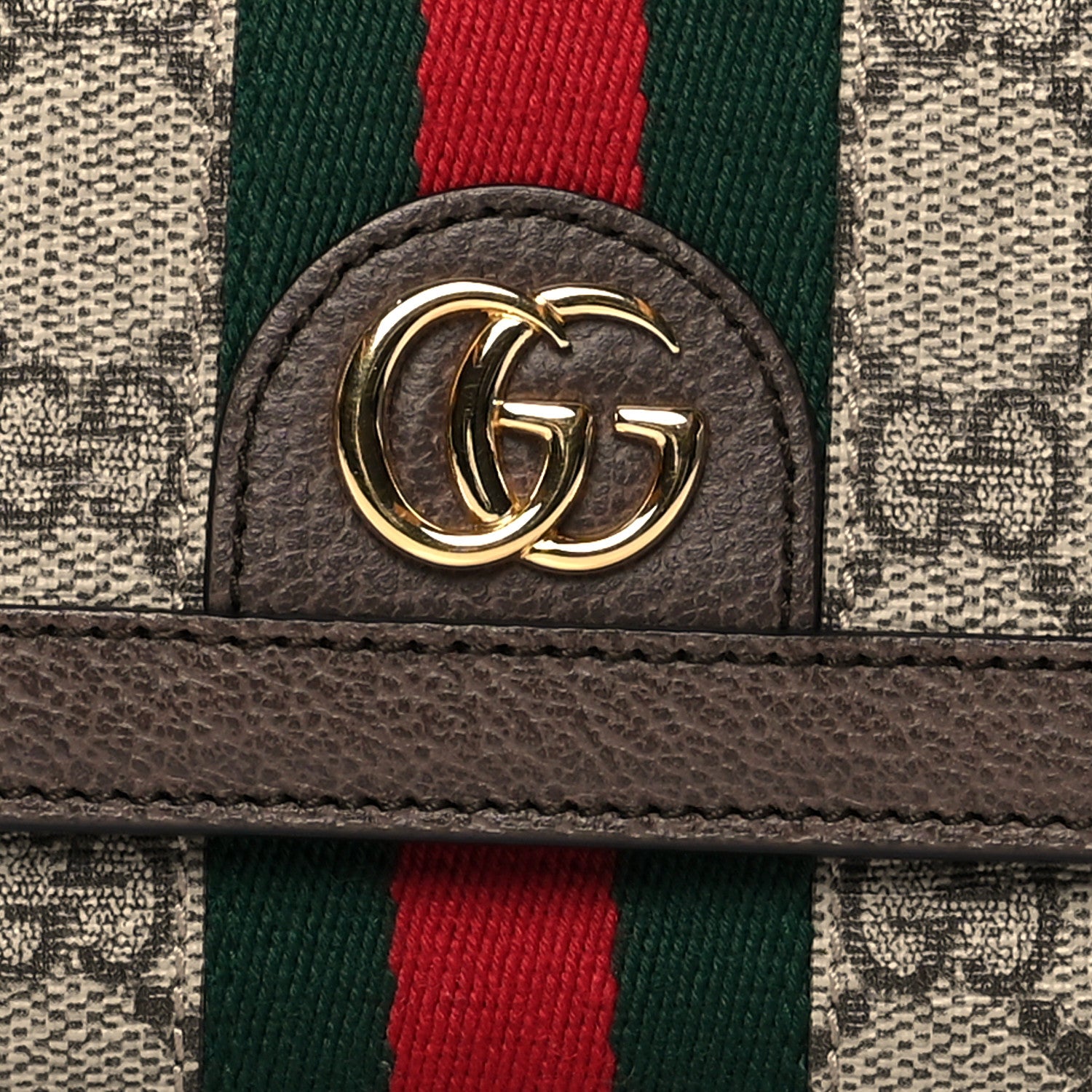 Gucci GG Supreme Monogram Web Ophidia French Flap Wallet Beige New Acero 8 of 8