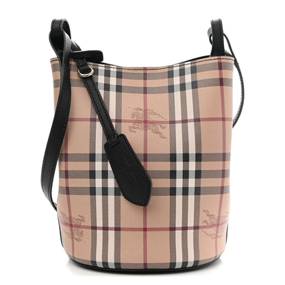 Burberry Haymarket Check Colours Small Lorne Bucket Crossbody Black 1 of 9
