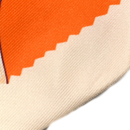 Hermes Silk Etriers Remix Twilly Orange Creme Beige 4 of 7