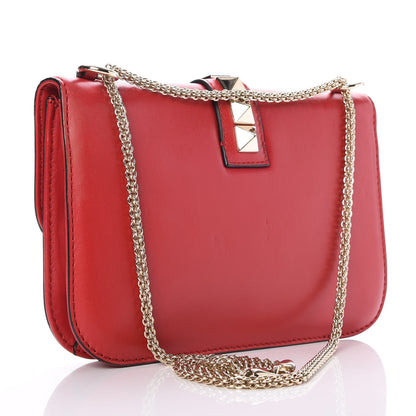 Valentino Garavani Vitello Medium Glam Lock Rockstud Flap Red 3 of 7