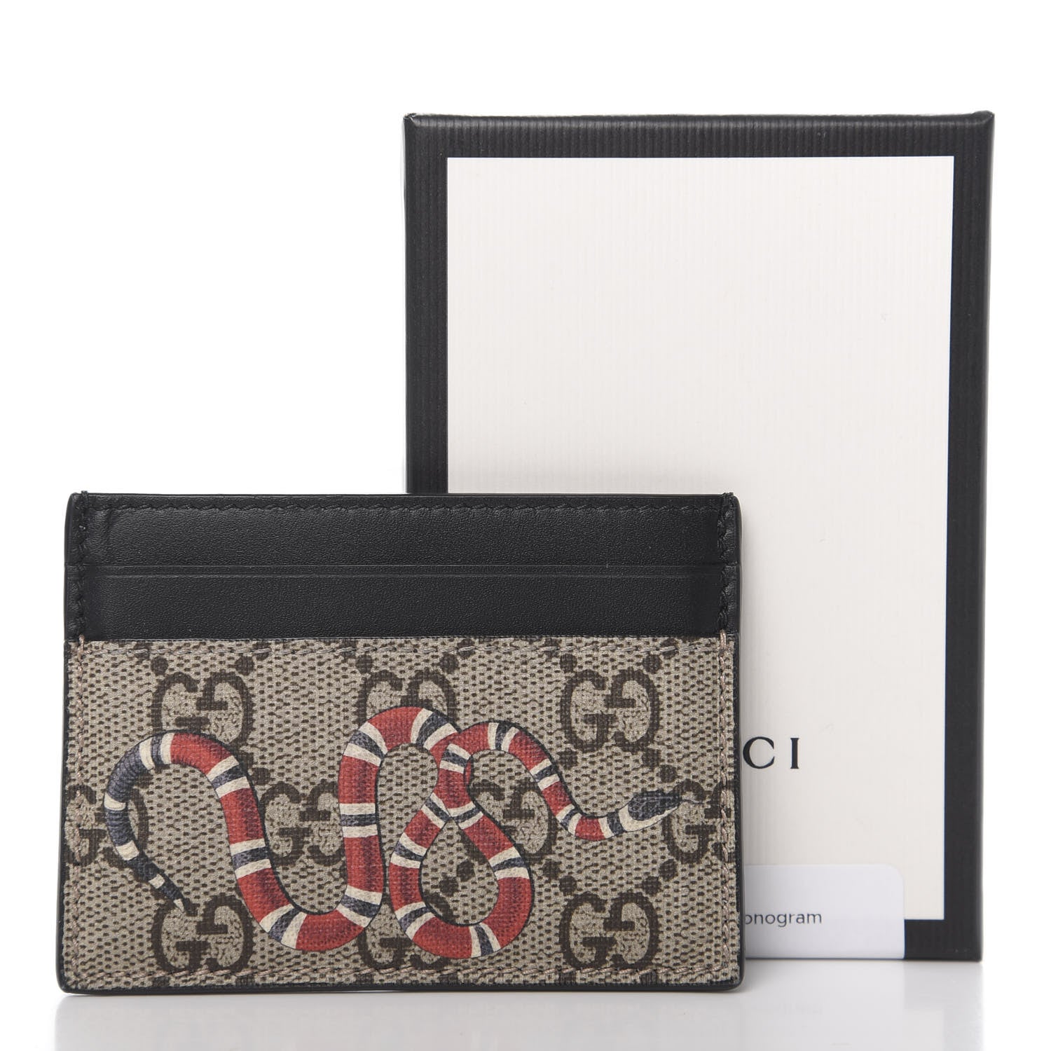 Gucci GG Supreme Monogram Kingsnake Card Holder Beige Black 7 of 7