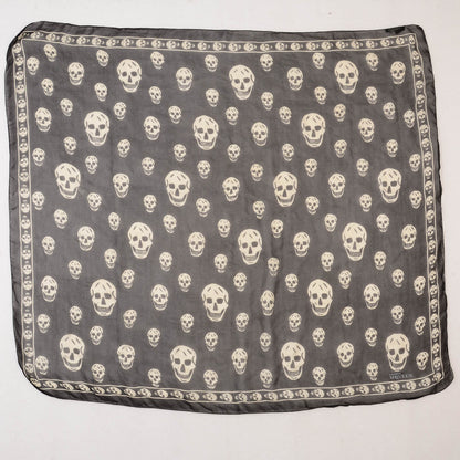 Alexander McQueen Silk Chiffon Skull Scarf Black Ivory 3 of 6