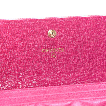 Chanel Caviar Quilted Medium Boy Flap Wallet Fuchsia 6 of 9