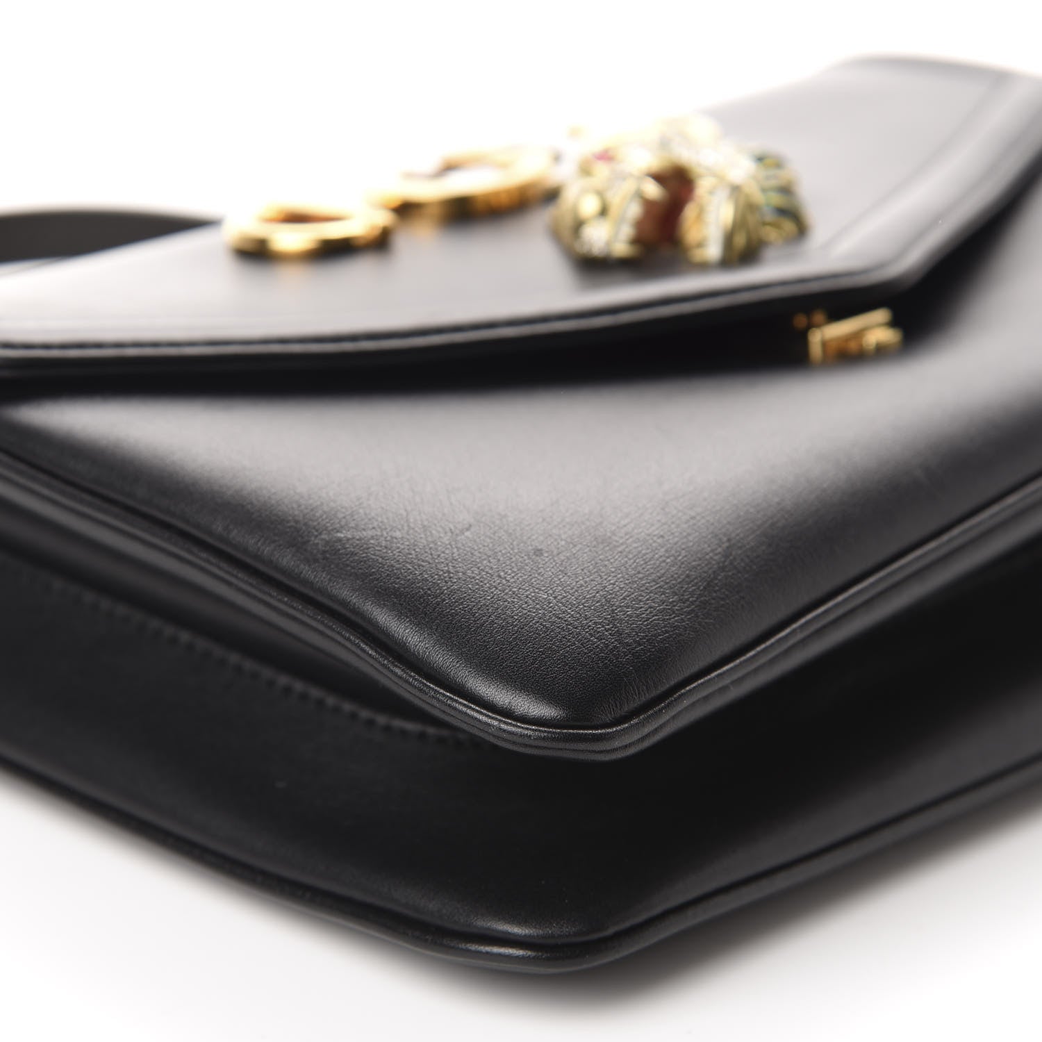 Gucci Vitello Palmellato Lux Crystal Medium Rajah Shoulder Bag Black 6 of 12