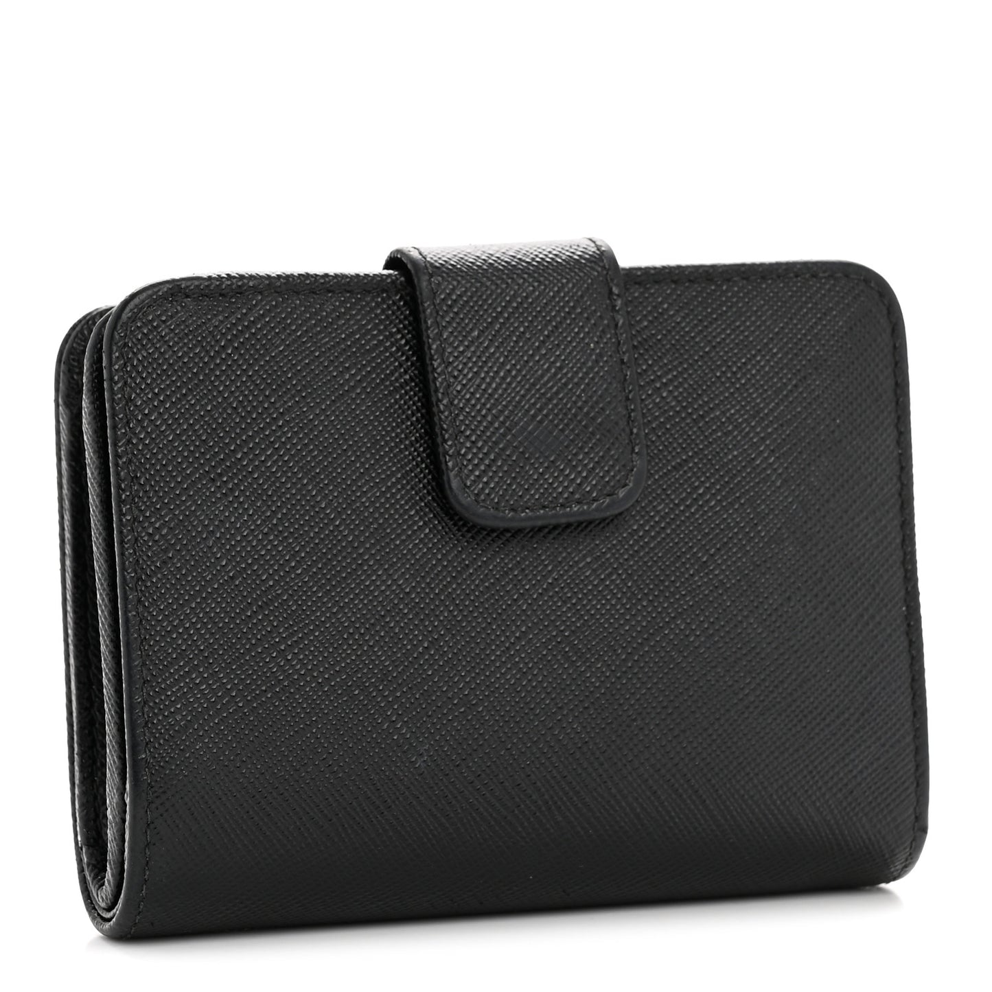 Saffiano Compact Zip Around Wallet Black