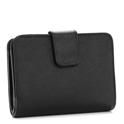 Prada Saffiano Compact Zip Around Wallet Black 3 of 9