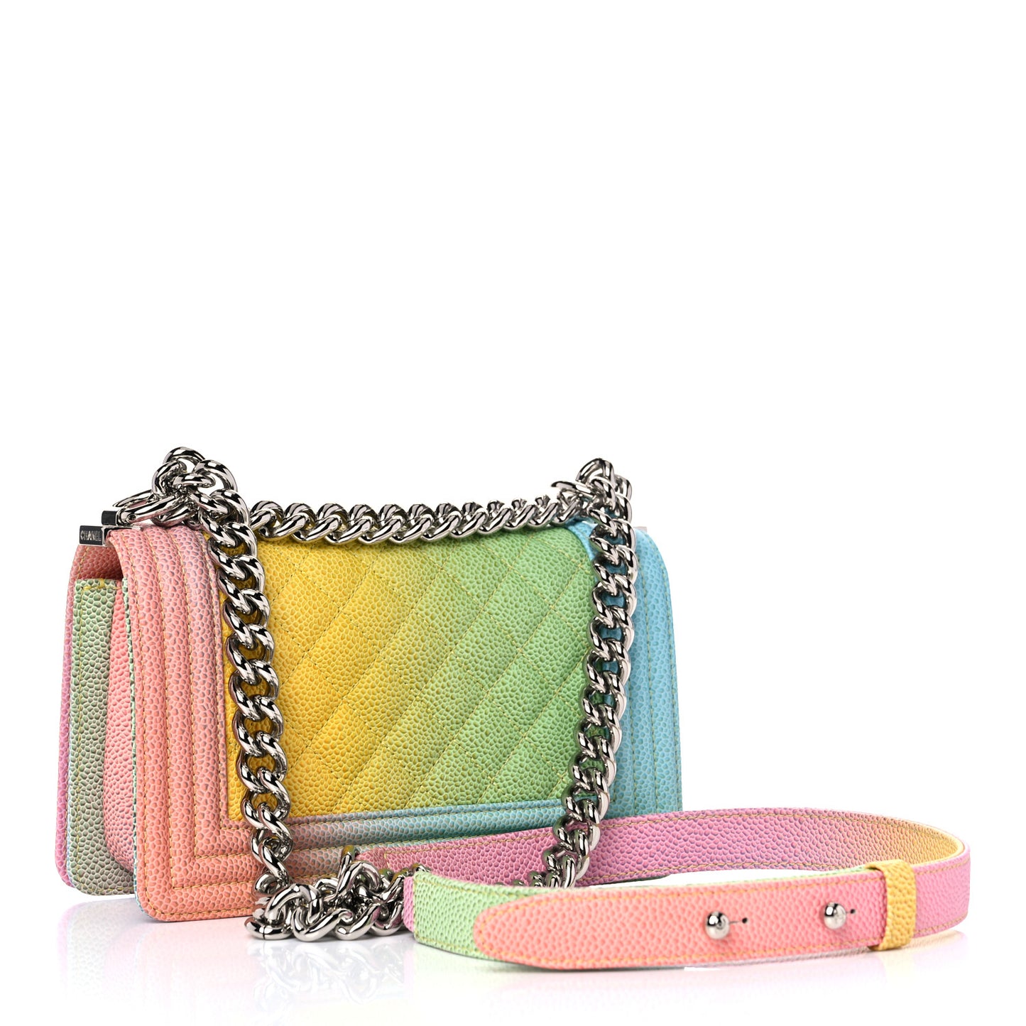 Caviar Quilted Small Cuba Rainbow Boy Flap Multicolor