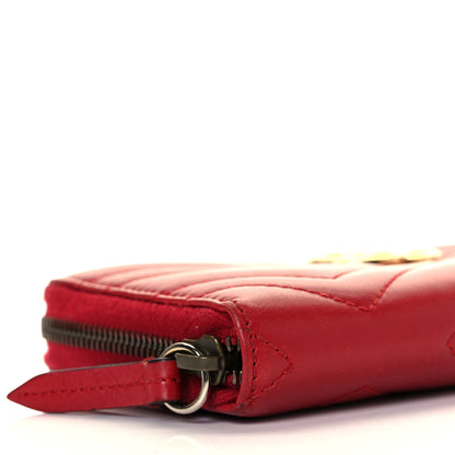 Gucci Calfskin Matelasse GG Marmont Zip Around Wallet Hibiscus Red 19 of 24