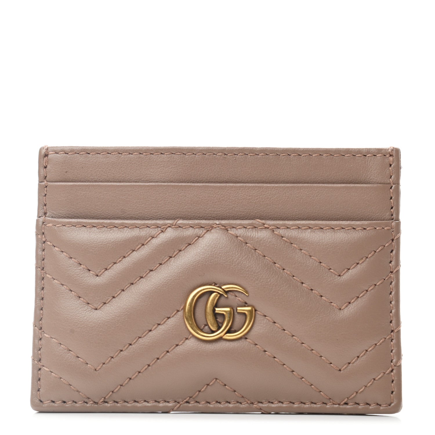 Gucci Calfskin Matelasse GG Marmont Card Holder Porcelain Rose 1 of 5