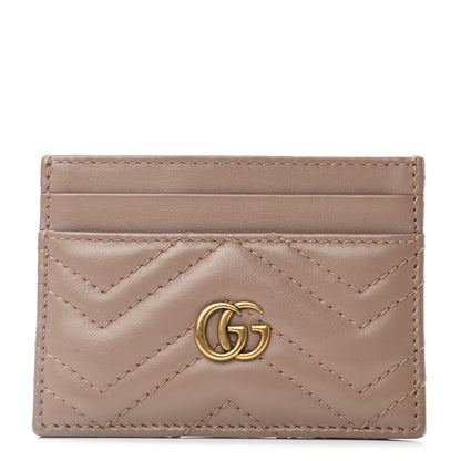 Gucci Calfskin Matelasse GG Marmont Card Holder Porcelain Rose 1 of 5
