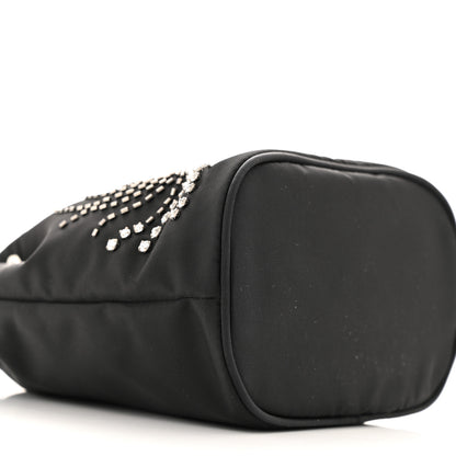 Prada Tessuto Saffiano Ricamo Sequin Crystal Embellished Mini Re-Edition 1978 Bucket Bag Black 9 of 12
