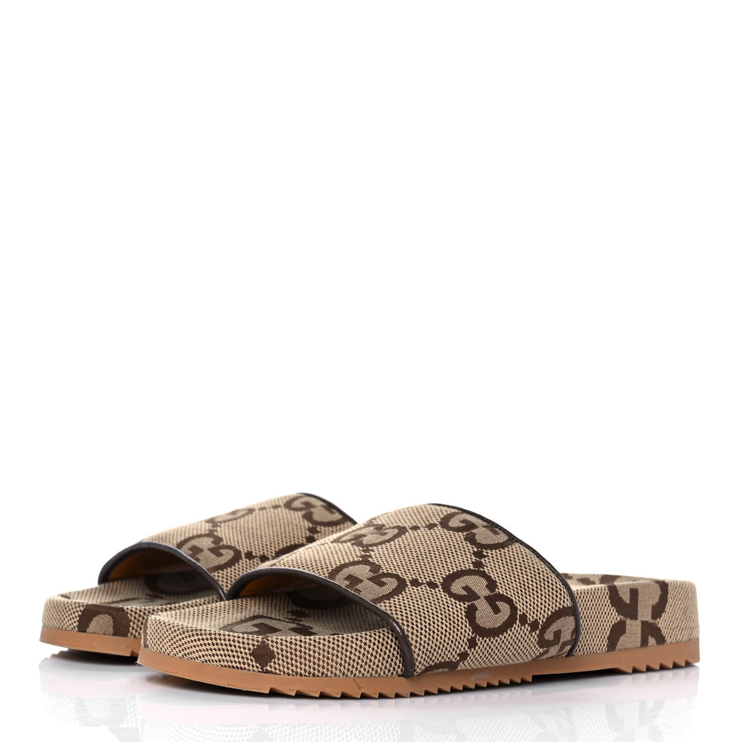 Gucci Monogram Jumbo GG Mens Slide Sandals 8 Camel Ebony 3 of 8