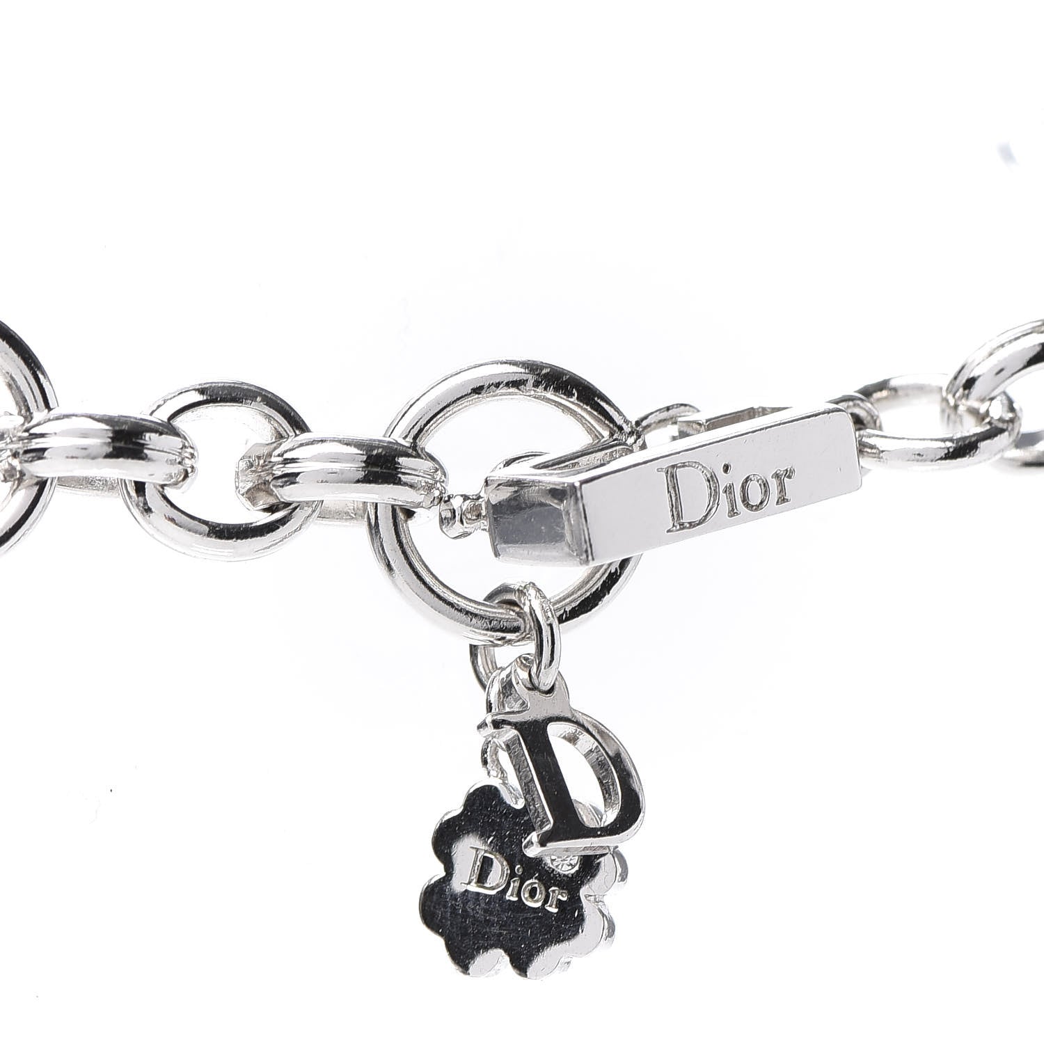 Christian Dior Crystal Charms Necklace Silver 8 of 8