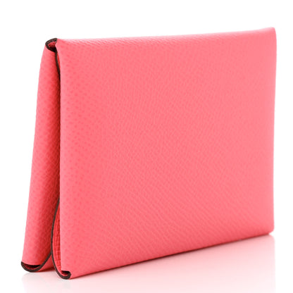 Hermes Epsom Calvi Duo Card Case Rose Azalee 3 of 8