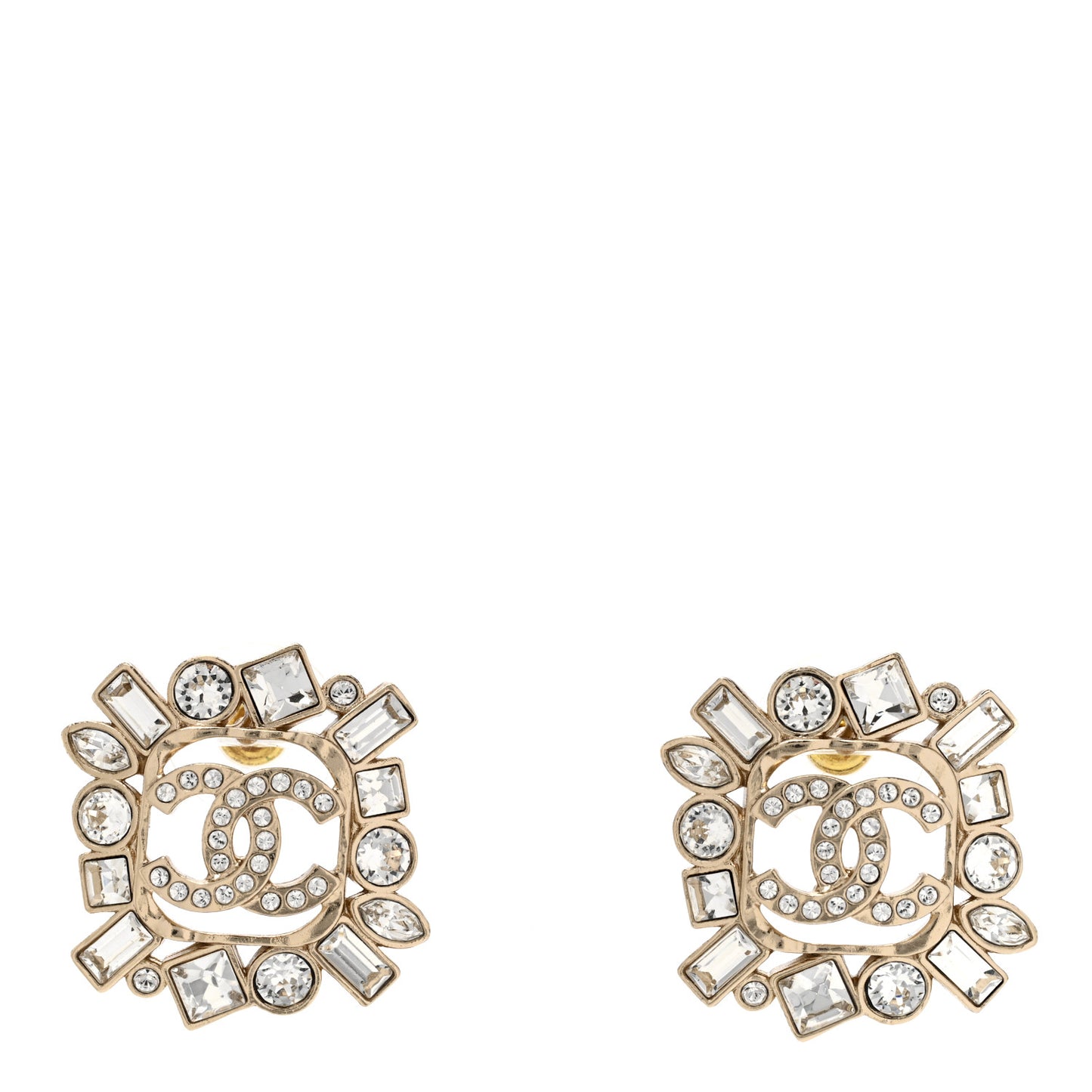 Baguette Crystal CC Cluster Earrings Silver