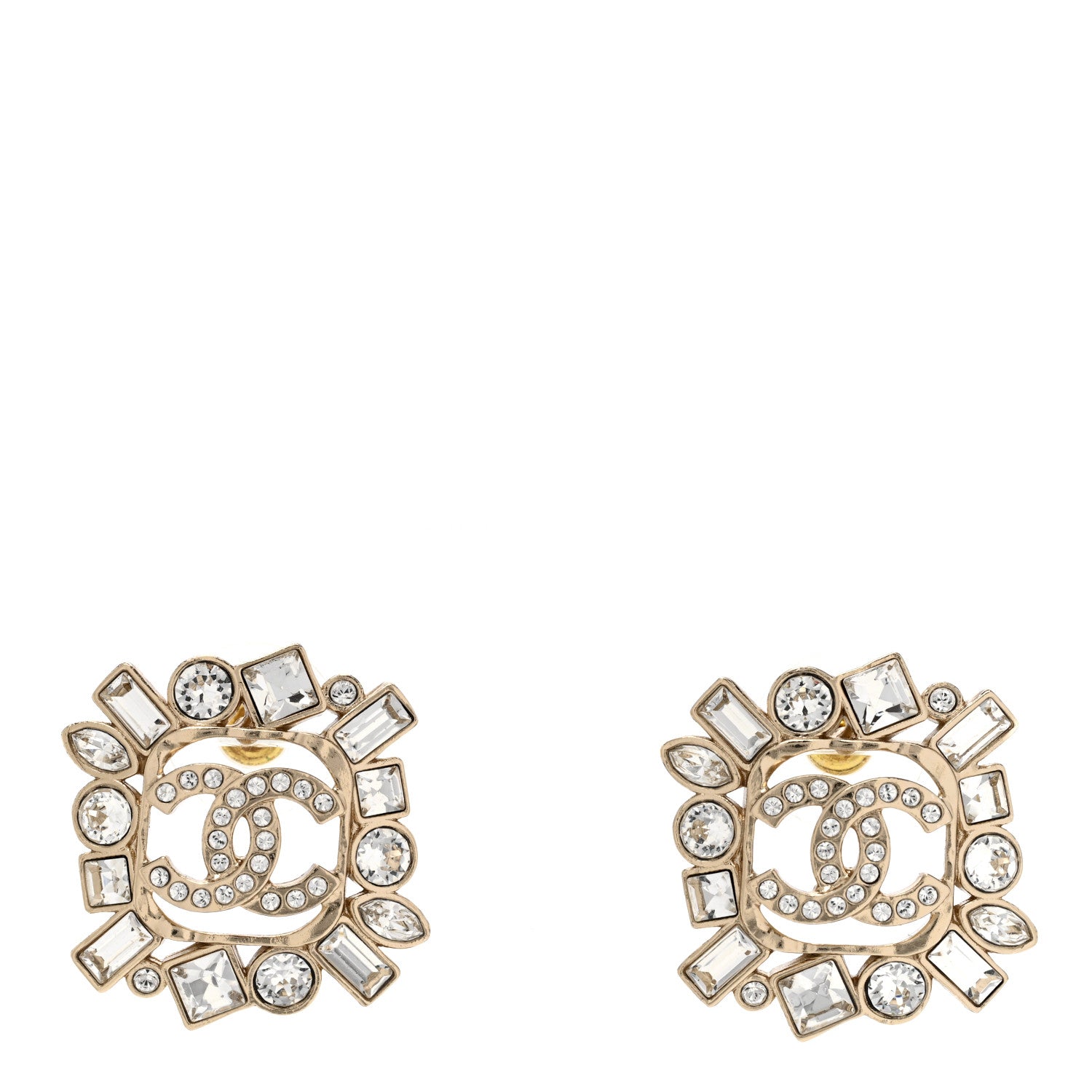 Chanel Baguette Crystal CC Cluster Earrings Silver 1 of 5