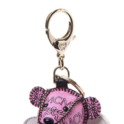 MCM Visetos Angel Bear Key Ring Bag Charm Pink 3 of 4