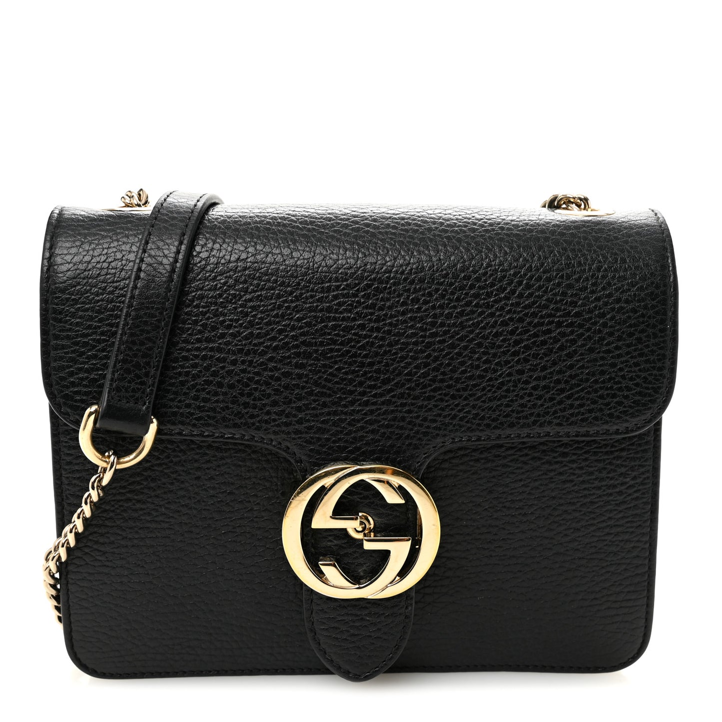 Dollar Calfskin Small Interlocking G Shoulder Bag Black