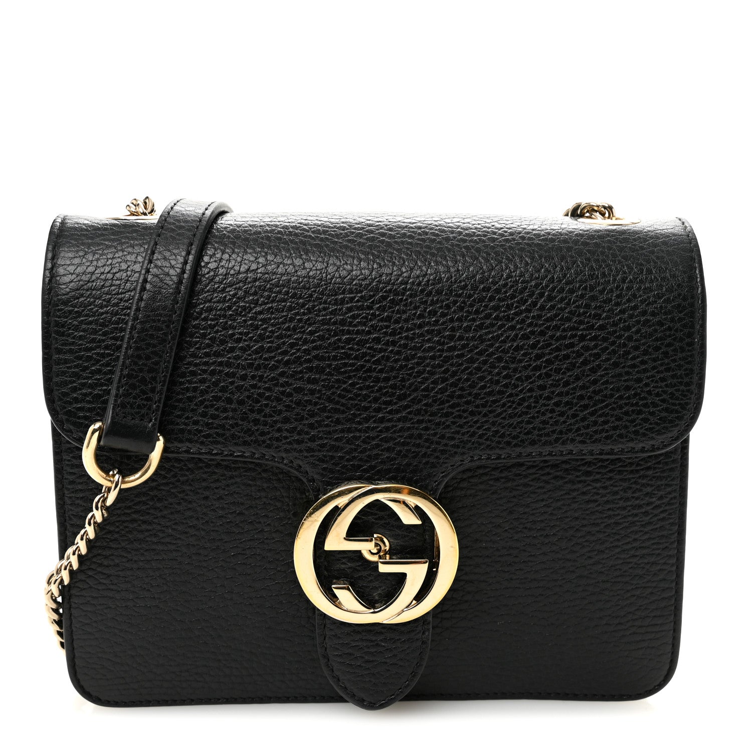 Gucci Dollar Calfskin Small Interlocking G Shoulder Bag Black 1 of 10