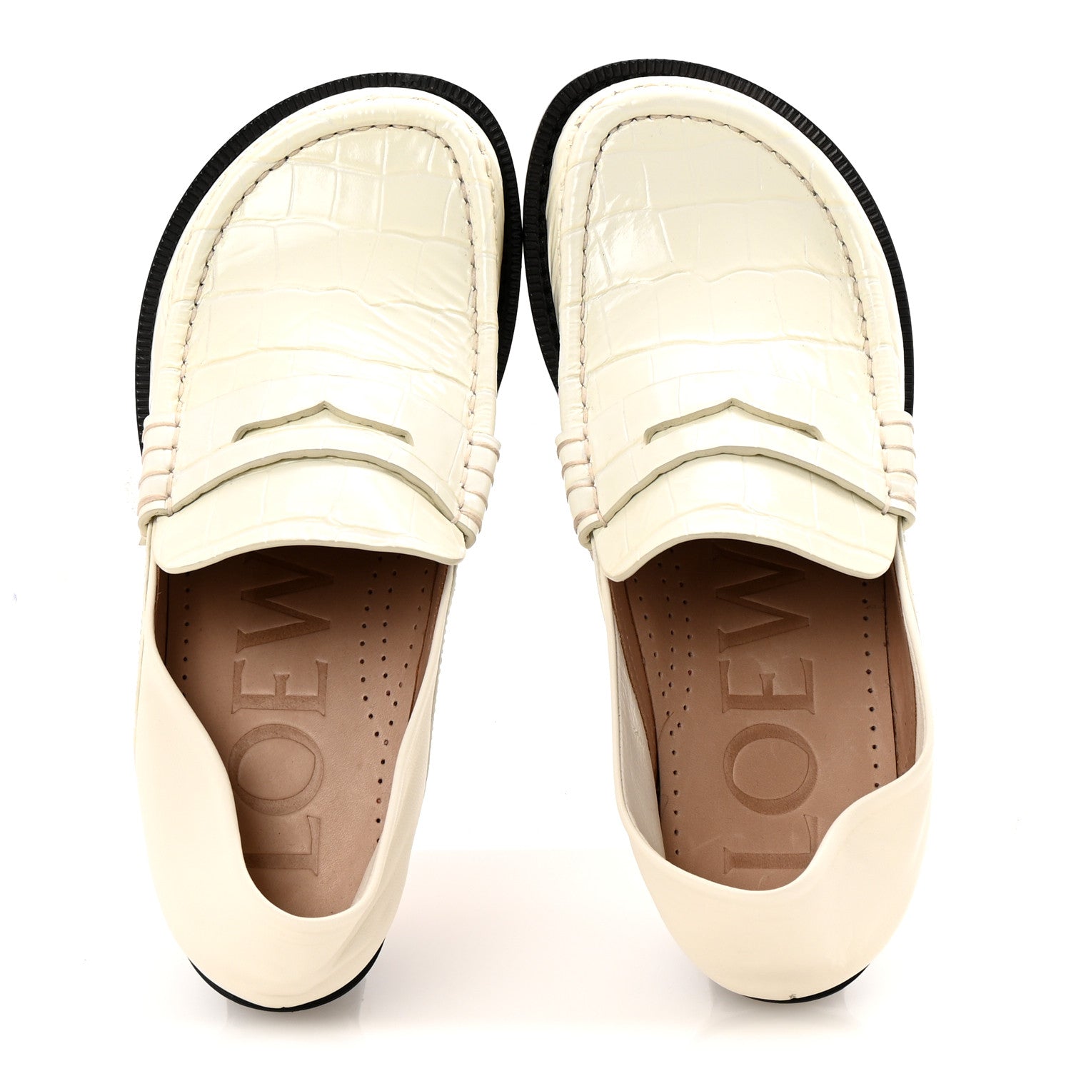Loewe Crocodile Embossed Calfskin Campo 45mm Loafers 38 White 2 of 9