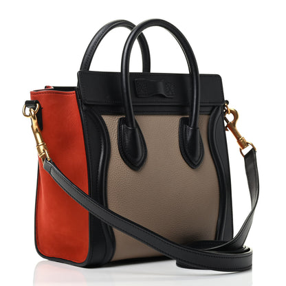 Celine Drummed Calfskin Nubuck Nano Tri-Color Luggage Beige 2 of 3