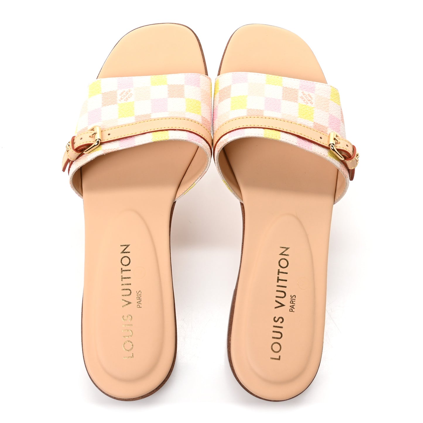 Damierlicious Neo Revival Flat Mule Sandals 38 Rose Peach