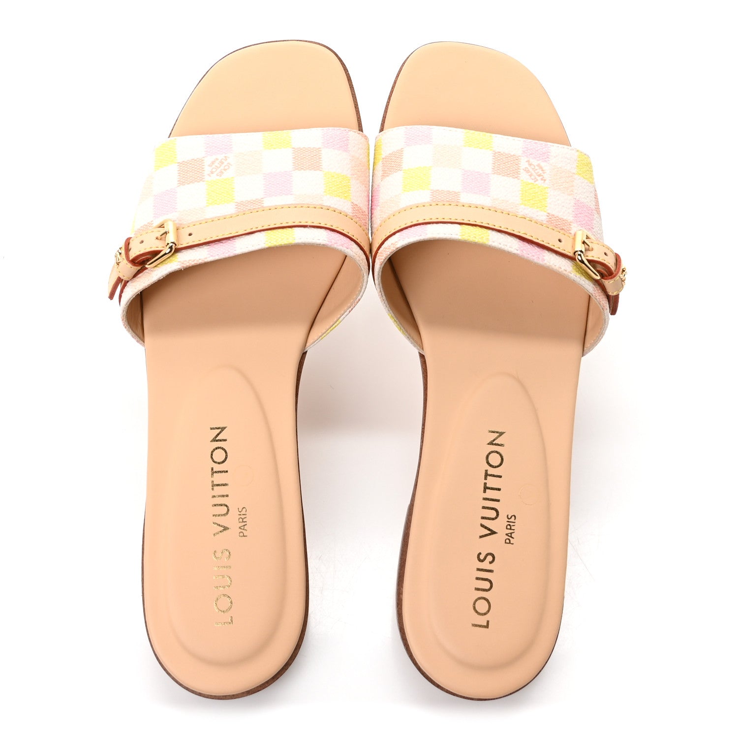 Louis Vuitton Damierlicious Neo Revival Flat Mule Sandals 38 Rose Peach 2 of 9