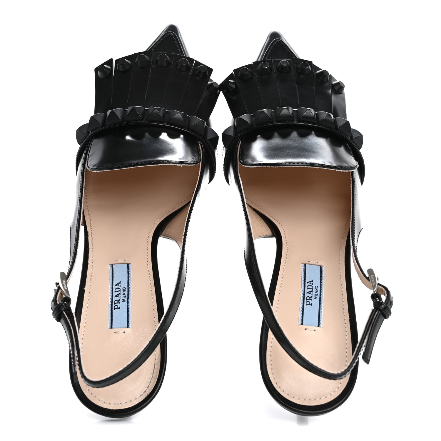 Prada Spazzolato Studded Slingback Pumps 39 Black 2 of 10